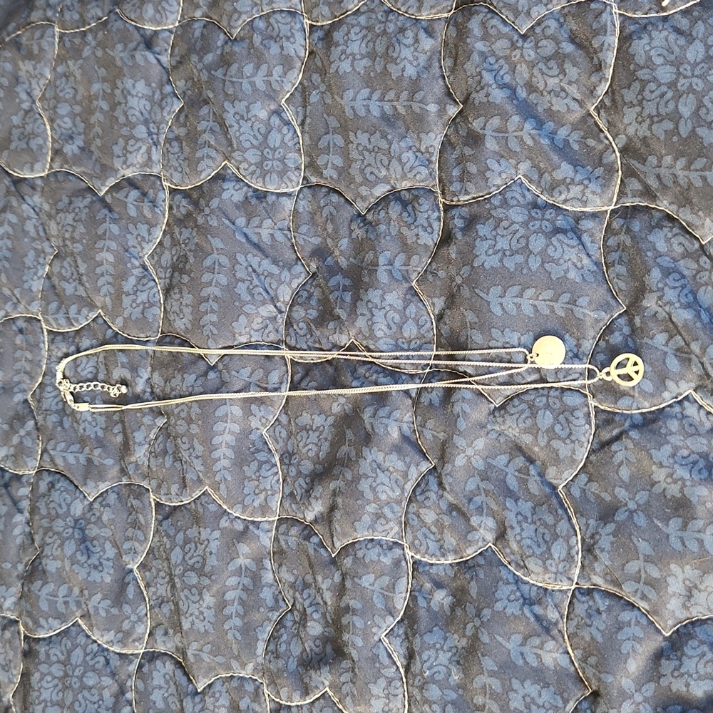 Peace doubled silver necklace